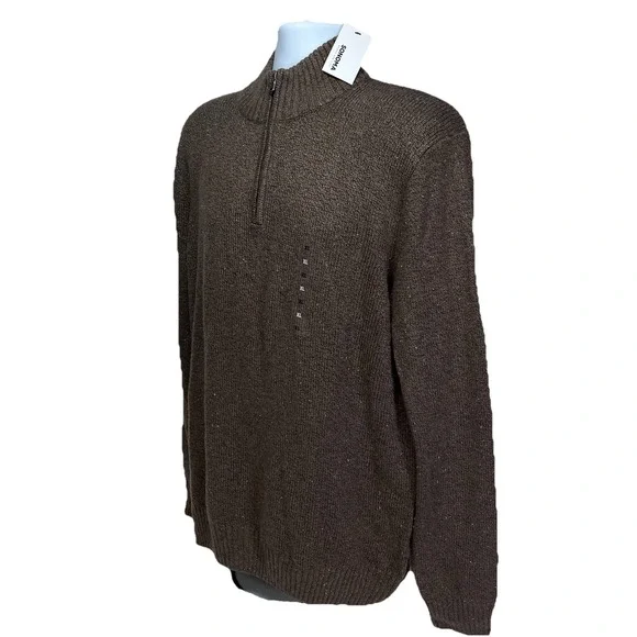 NEW Sonoma Men's Size XL Super Soft Knit 1/4 Zip Sweater Light Brown - Picture 2 of 10